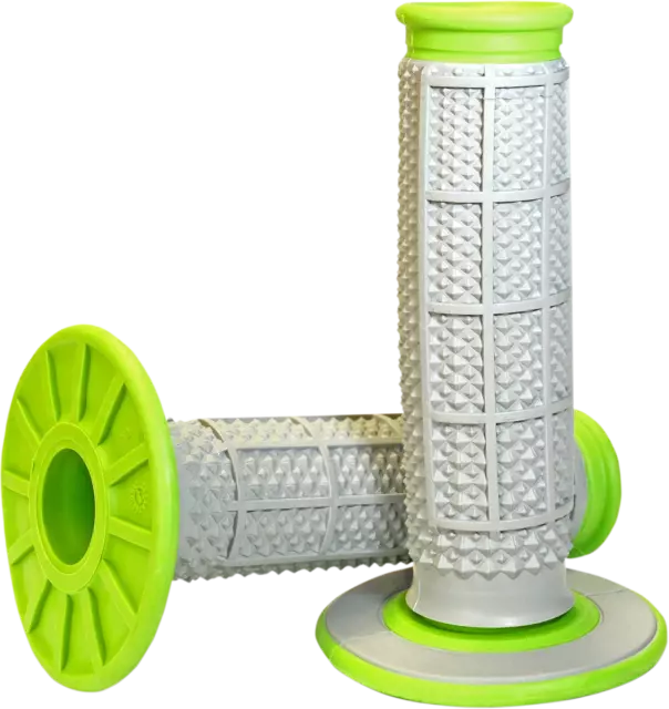 Renthal Dual Compound Tapered Half Waffle Grips Grey Green MX Enduro