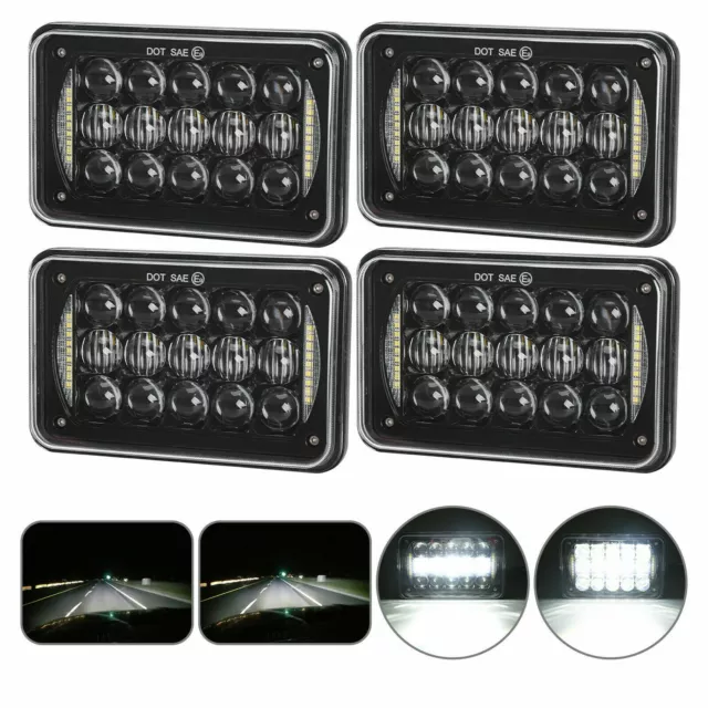 For Kenworth Peterbilt 359 379 378 DOT 4PCS 4x6 LED Headlights Hi/Lo Beam DRL H4