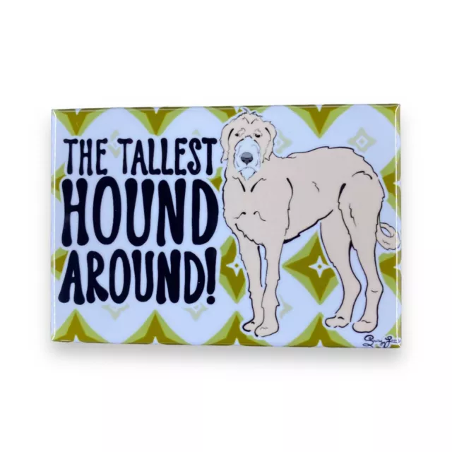 Fawn Irish Wolfhound Magnet Retro Pet Portrait Decor Gift Handmade 2x3"