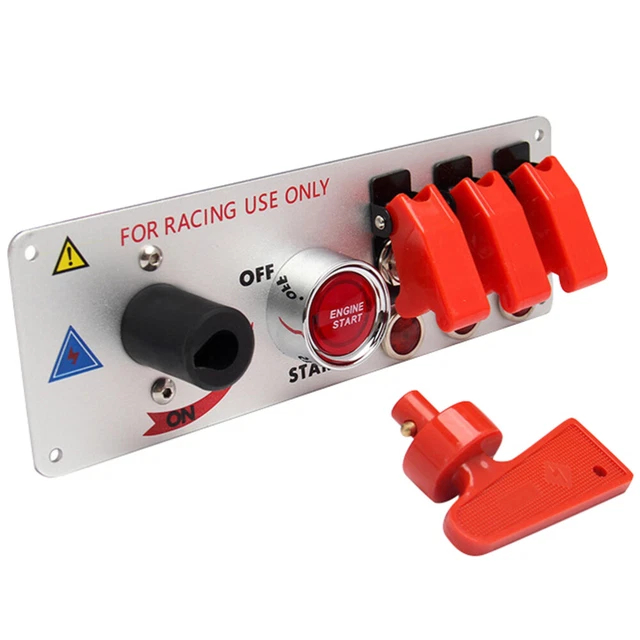 Testa ingranaggi in fibra di carbonio plastica racing LED interruttore accessori bling