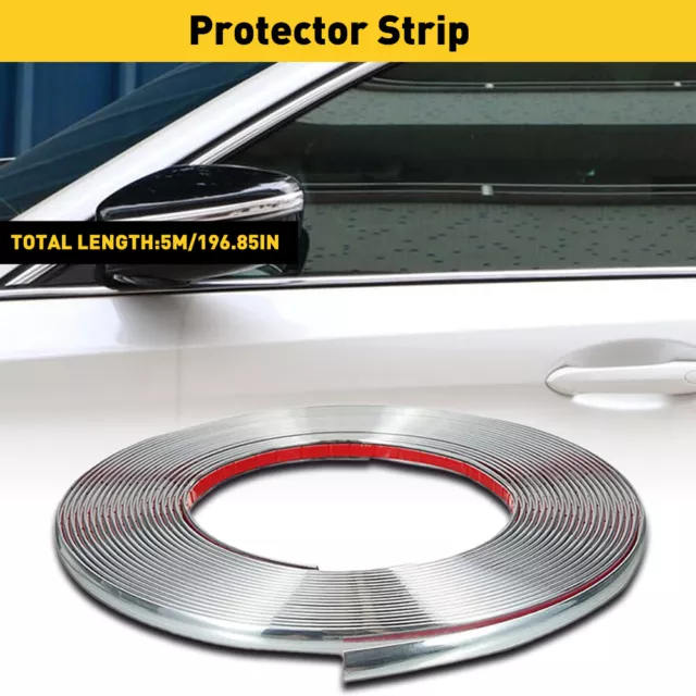 5M / 16ft Chrome Trim Molding Protector Strip Car Door Window Bumper Side Trime