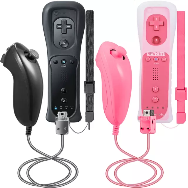 2 in 1 Built in Motion Plus Remote Controller+ Nunchuck For Nintendo Wii & Wii U