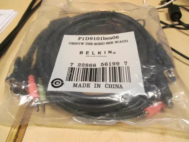 Belkin F1D9101BEA06 Omniview OMNVW USB SOHO SER USB W/ AUDIO 1.8M KVM Cable NEW