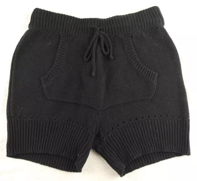 T by ALEXANDER WANG BLACK KANGAROO POUCH KNITTED SHORTS SIZE XS X-SMALL