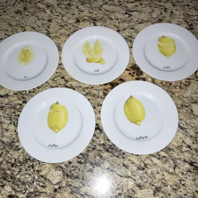 Porcelaine De Sologne Set Of 5 Citron Lemon  Plates 7  1/4" Limoges France