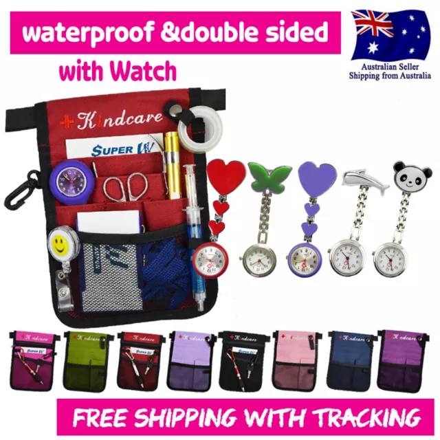 Nurse Pouch Waist Belt Wallet Extra Pocket Quick Pick Bag wt Chrome Nurse Watch