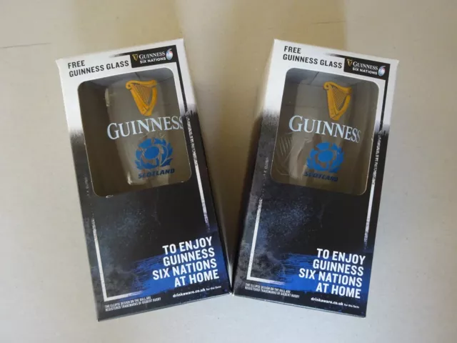 Guinness Glass x2 Scotland 6 Nations Rugby