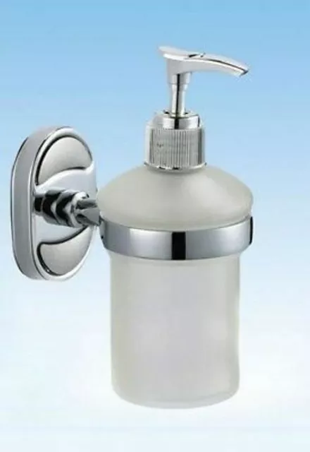 Dispenser Porta Sapone Liquido Vetro Satinato Fissaggio a Parete Bagno Oval dfh