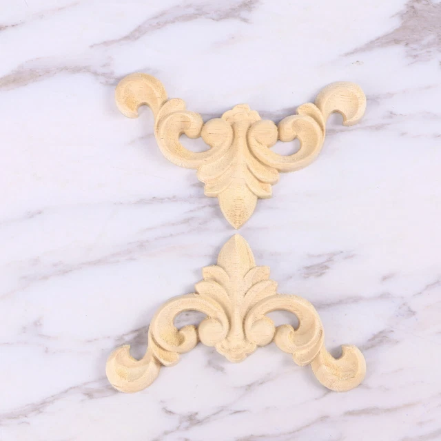 Lot de 2 appliques décoratives en bois sculpté pour meubles