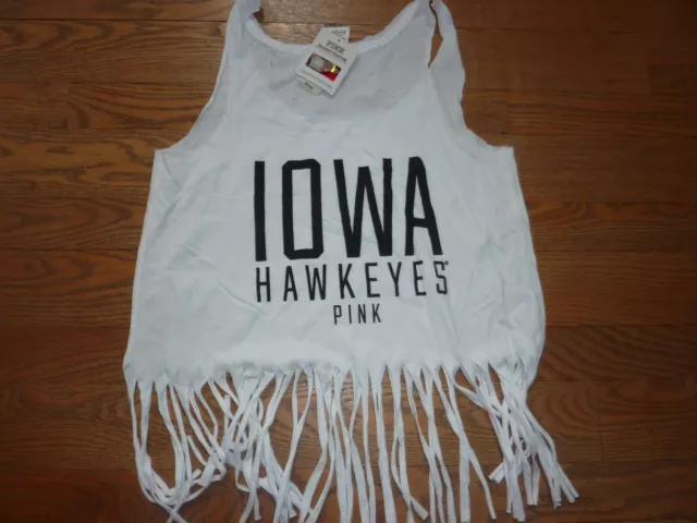 Victorias Secret Pink Iowa State "Hawkeyes" Fringed Crop Tanktop Teeshirt Nwt