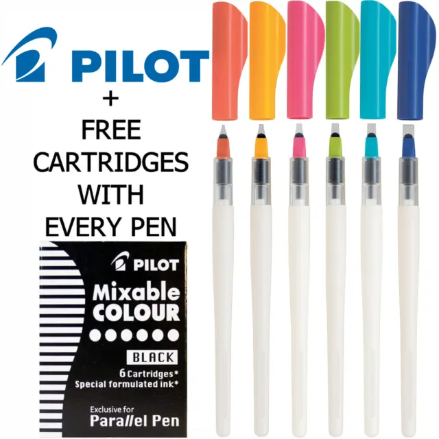 Pilot Parallel Calligraphy Pen - 1.5, 2.4, 3.8, 6.0mm FREE Black Ink Cartridges