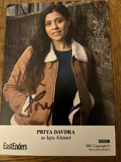 BBC EastEnders Iqra Ahmed Priya Davdra Hand Signed Cast Card Autograph