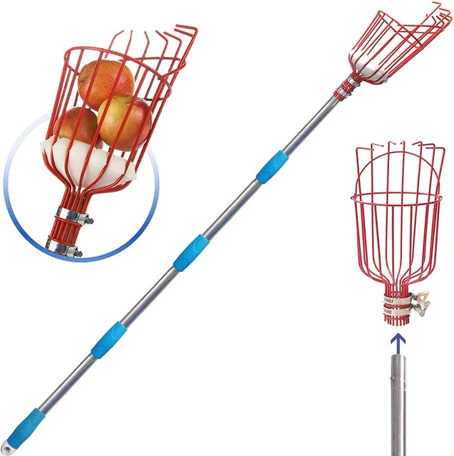 Fruit Picker Tool, Fruit Picker with Basket and Pole Easy to Assemble & Use Frui