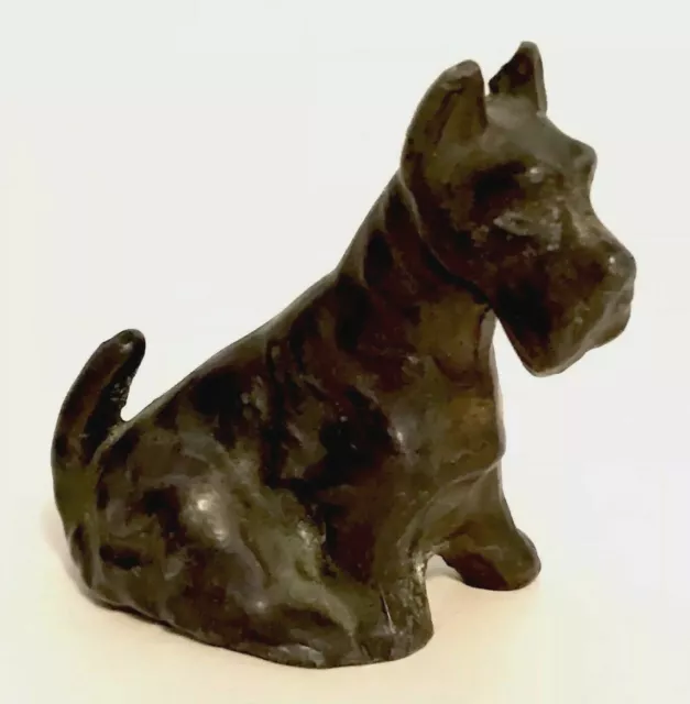 Metal Schnauzer Dog Figurine Cast Vintage 2" Mini Japan Sitting