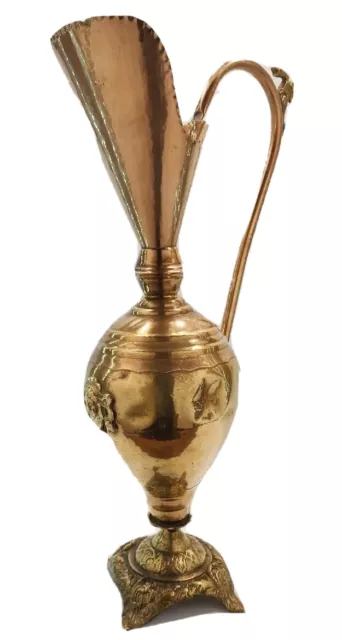 Vintage Greek Tall 22" Brass/Copper Water Wine Ewer Pitcher