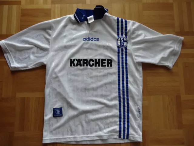 FC Schalke 04 Auswärts Trikot 1996 1997 Adidas Kärcher Weiss UEFA CUP S Wilmots