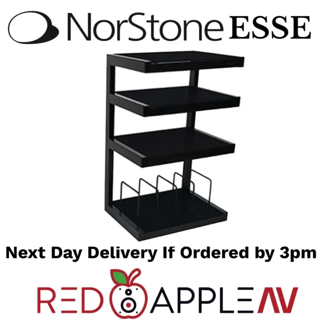 Norstone Esse Black With Black Shelves Hi-Fi Rack / Stand With Vinyl Storage