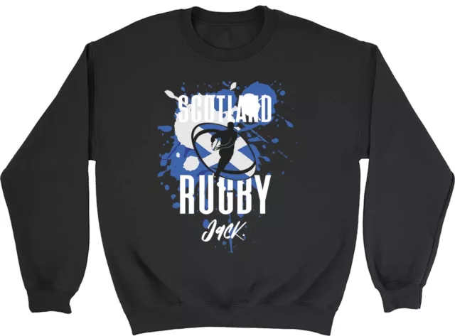 Personalised Scotland Rugby Sweatshirt Kids Supporter 6 Nations Gift Jumper