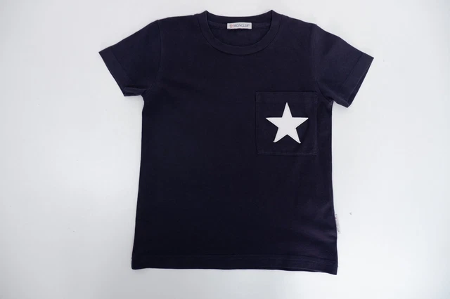 Moncler Boys T Shirt Top Age 6 Yrs Navy Blue Short Sleeve Logo Star