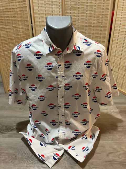 Pepsi Cola  Button Up Down Shirt  Soda Americana Large L Corporate Company (H337