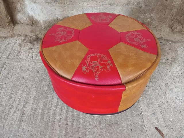 60er Vintage Hocker Sitzkissen Pouf Ottomane Kamelhocker 60s Kaminhocker 3