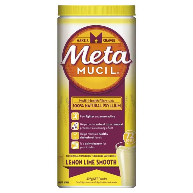Metamucil Fibre Supplement Lemon Lime Smooth 425g 72 Doses