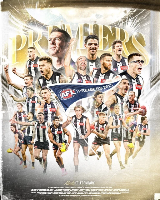 2023 COLLINGWOOD MAGPIES Premiers Afl Football Team Poster, Free Post