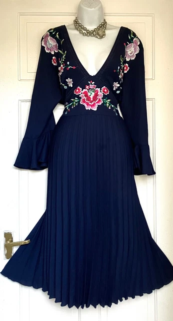 sachin and babi light blue dress ASOS Design Twist Detail Wrap Front Pleated Midi Dress in Dusky BLUE-MULTI main image 0