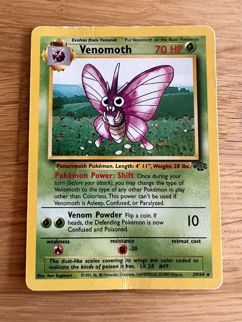 Pokemon Karte, Venomoth 29/64, Rare, Jungle Set, Englisch, guter Zustand.