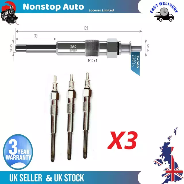 3X Glow Plugs For SMART Cabrio City Coupe ForTwo 0.8 CDI 0004562V003