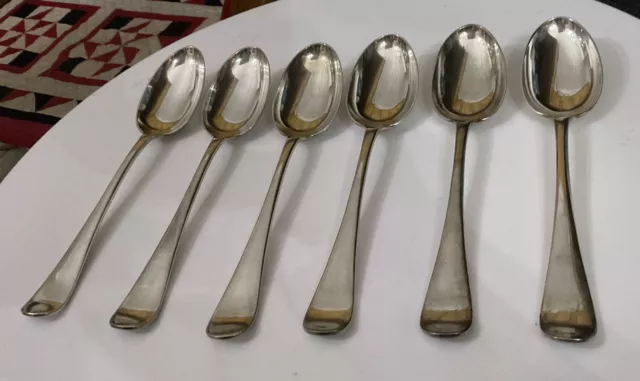 Vintage 4 MAPPIN & WEBB  18.5cm Silver Plate Old English Dessert Spoons Cutlery
