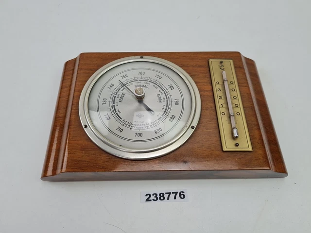 Wetterstation Förster Barometer Thermometer Holzsockel Dekoalt alt DDR #238776
