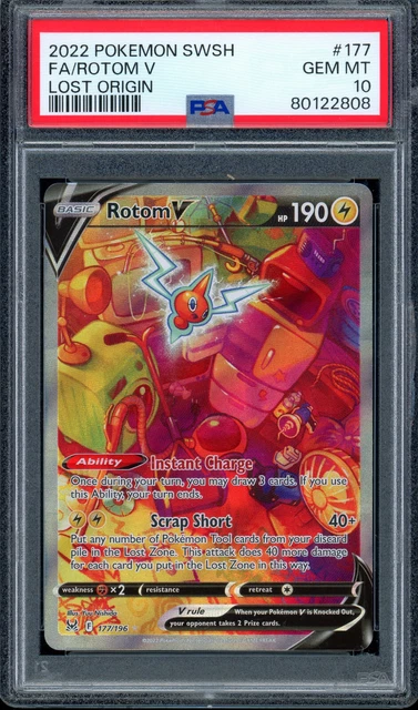PSA 10 Rotom V Full Art #177 Pokemon Sword and Shield Lost Origin 2022 Gem Mint