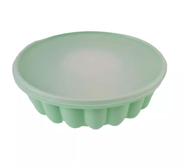 Tupperware Dessert Jelly Ring, 3 x Piece Lidded Mould, Green - Vintage