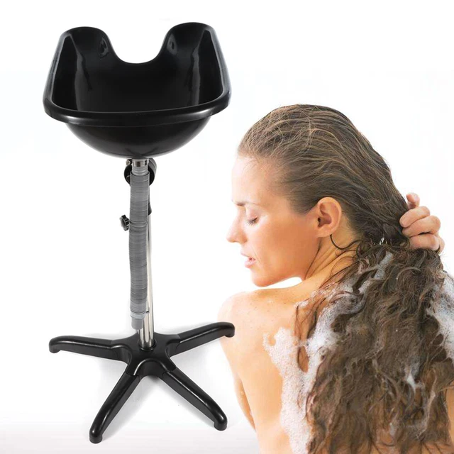 Bac Lave Tête basculant sur pied Bassin évier réglable bac de lavage Shampoo
