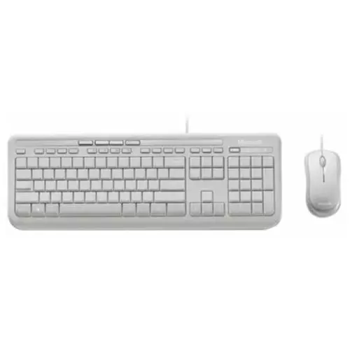 Microsoft 600 Desktop Keyboard & Mouse Combo USB Wired - Optical Mouse WHITE