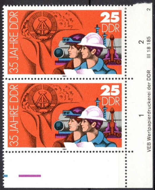 DDR 1984 Mi.Nr. 2900 ** postfrisch Eckrand mit DV Druckvermerk FN 2