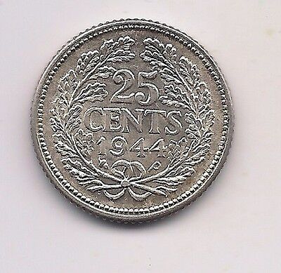 1944-P Netherlands  Silver Twenty-five Cent--Fabulous Details !!