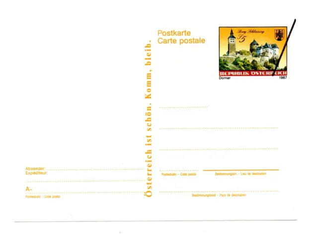 Österreich, 1987, ungebr. Sonder- Postkarte mit eingedr. öS 5,-- Frankatur Burg