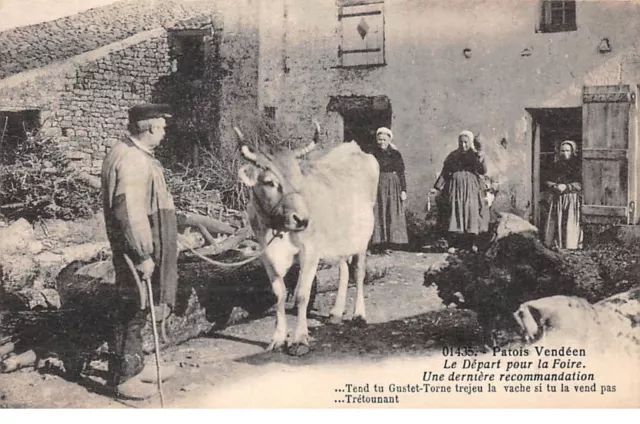 85 .n° 109053. patois vendeen . agriculture .le depart pour la foire .vache .