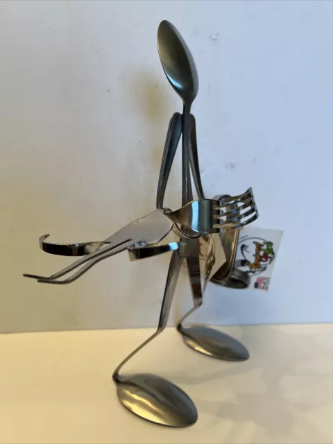 Forked Up Art Stainless Steel Figure Fork Spoon Sculpture 12”Tall Made in USA. 2