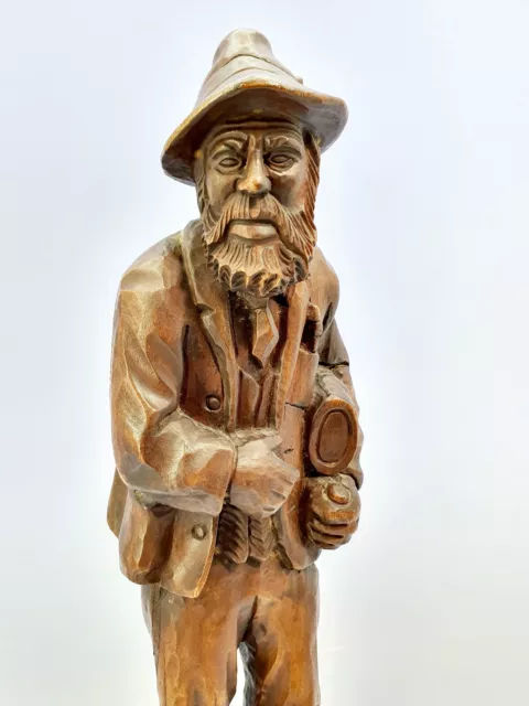 Holzfigur geschnitzt alter Mann 50 cm groß 2 kg schwer Figur Kunst Holzarbeiten 2