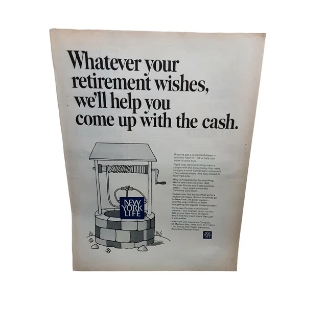 1968 New York Life Retirement Wishes Original Vintage Print Ad ephemera