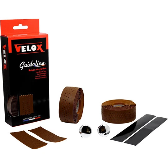 Guidoline Soft Grip Perforé Marron - épaisseur 2.5mm, Marque Vélox, Neuve
