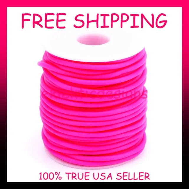 1m/38" 2mm OD 1mm ID NEON Hot Pink Flexible Rubber Tubing Wire Cover FREE SHIP