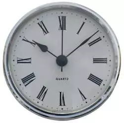 Caravan clock Motorhome Clock 85mm silve bezel white Roman dial,  fits 60mm hole