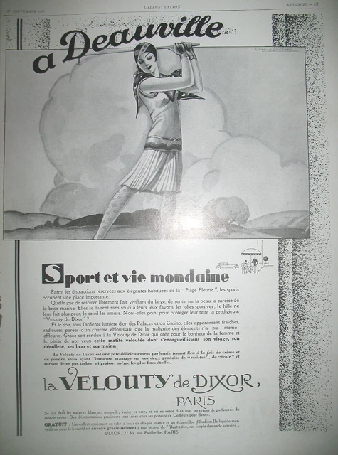 Publicite De Presse Velouty De Dixor A Deauville Illustration Leclerc 1928