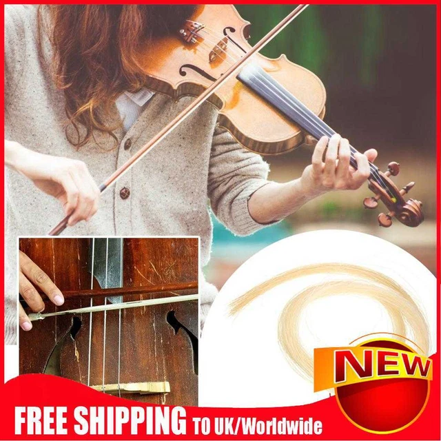 2 Hank Universal Yellow+White Stallion Horse Hair for Violin Bow Instrument Part