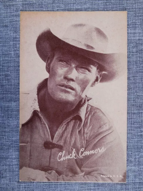 CHUCK CONNORS Black & White Vintage Celebrity Photo Arcade Card 1960s Cowboy #2