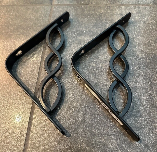 Steel Celtic Scroll Black 6" X 6" Shelf Brackets Lot of 2 Corbels